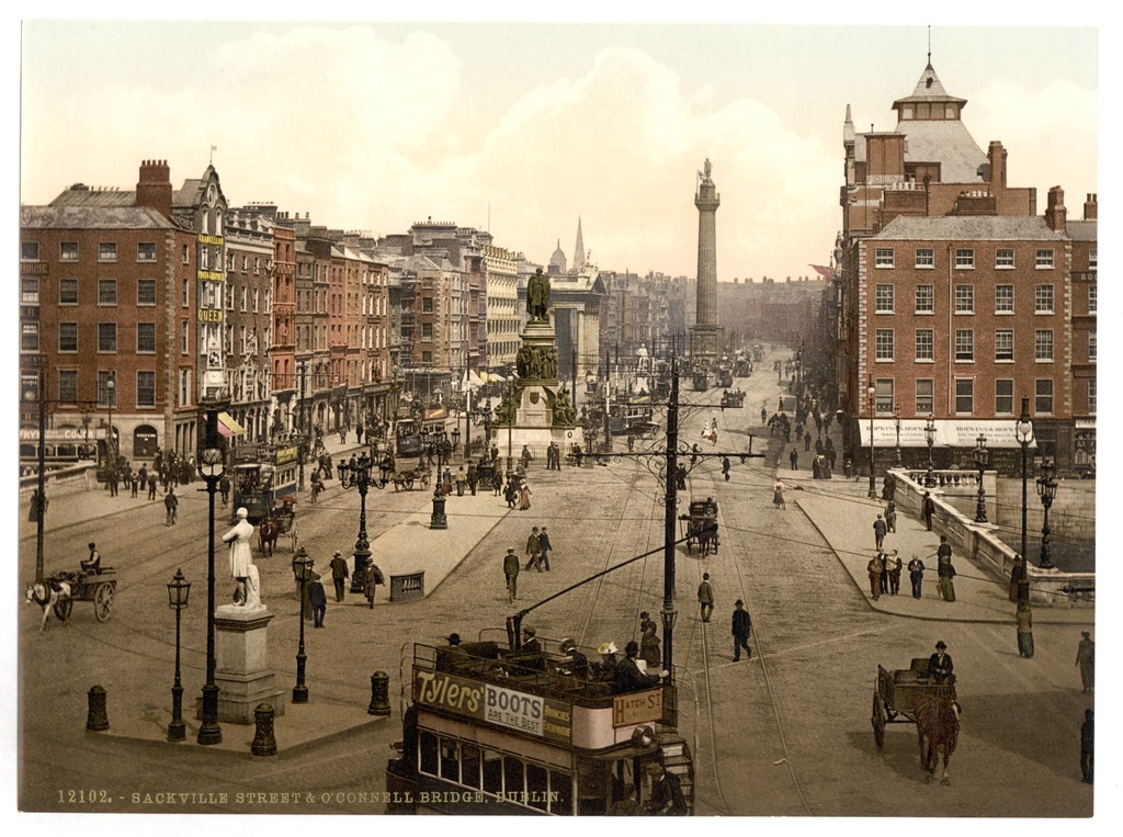 Sackville Street and O'Connell Bridge, Dublin. County Dublin, Ireland