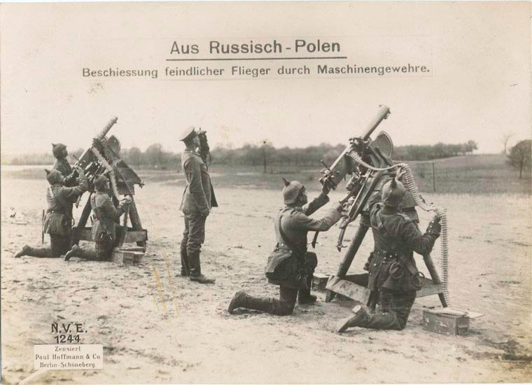 From Russian Poland Shooting down enemy planes with machine guns.